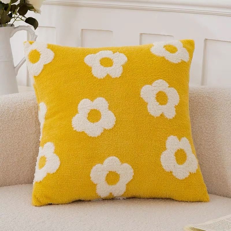 Μαξιλαροθήκη Φιγούρας Chenille Ζακάρ Floral Κίτρινο