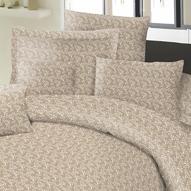 Σετ Σεντόνια Μονά με Λάστιχο Cotton Line Fern Beige - Komvos