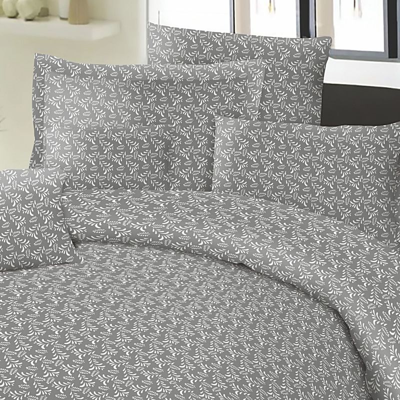 Σετ Σεντόνια Μονά με Λάστιχο Cotton Line Fern Gray - Komvos