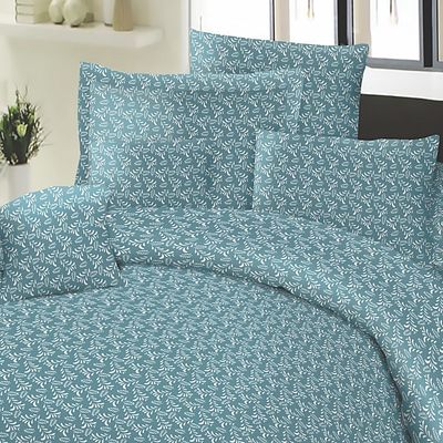 Σετ Σεντόνια Μονά με Λάστιχο Cotton Line Fern Petrol - Komvos