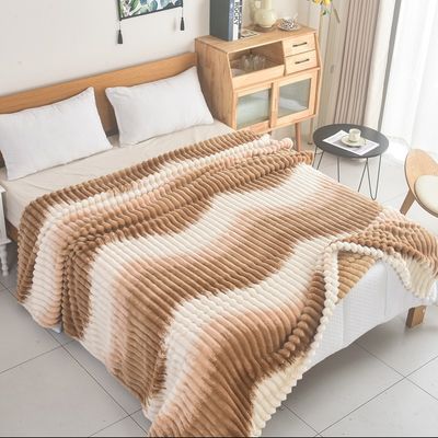 Κουβέρτα Υπέρδιπλη Fleece Δίχρωμη Ριγέ 3 Καφέ