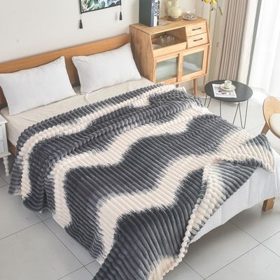 Κουβέρτα Μονή Fleece Δίχρωμη Ριγέ 4 Σκούρο Γκρι