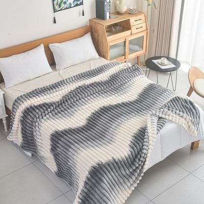 Κουβέρτα Μονή Fleece Δίχρωμη Ριγέ 4 Ανοιχτό Γκρι