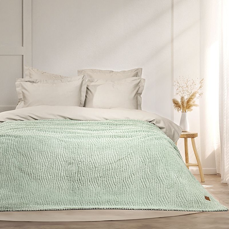 Κουβέρτα Ζακάρ Flannel Μονή Serenus Mint - Nima Home