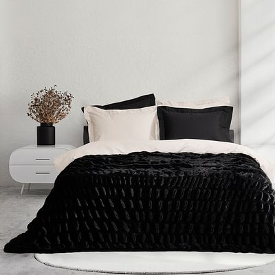 Κουβέρτα Rabbit Fur Υπέρδιπλη Mossy Black - Nima Home