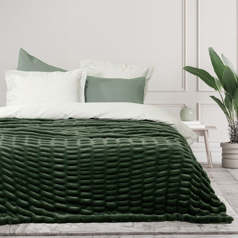 Κουβέρτα Rabbit Fur Υπέρδιπλη Mossy Dark Green - Nima Home