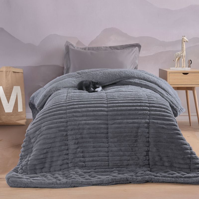 Κουβερτο-Πάπλωμα Μονό Butter Σκούρο Γκρι - Rythmos