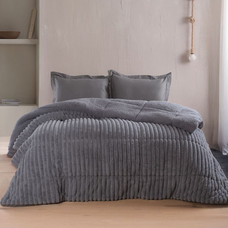 Κουβερτο-Πάπλωμα Υπέρδιπλο Butter Σκούρο Γκρι - Rythmos