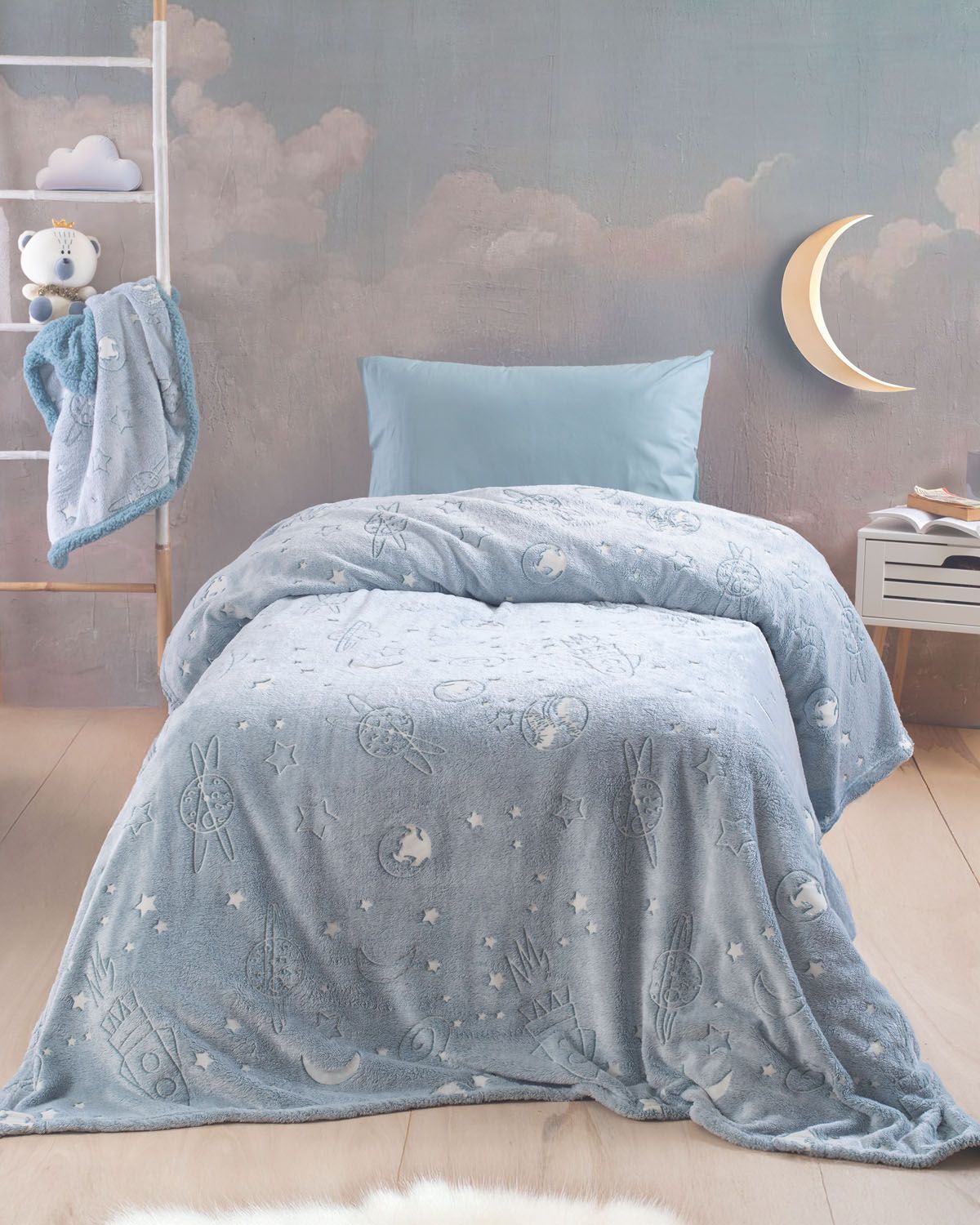 Κουβέρτα Fleece Flannel Φωσφοριζέ Μονή Oddity - Rythmos