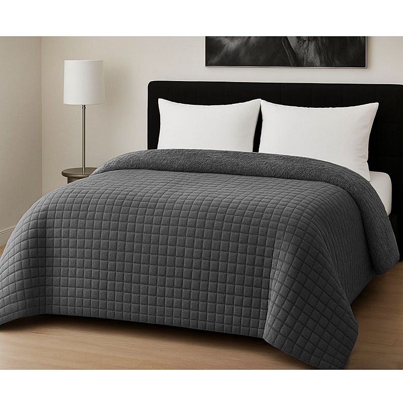 Κουβερτο-Πάπλωμα Γίγας Rib Cut Dark Gray - Le Blanc