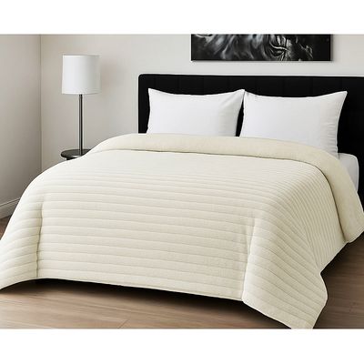 Κουβερτο-Πάπλωμα Υπέρδιπλο Rib Ecrou - Le Blanc