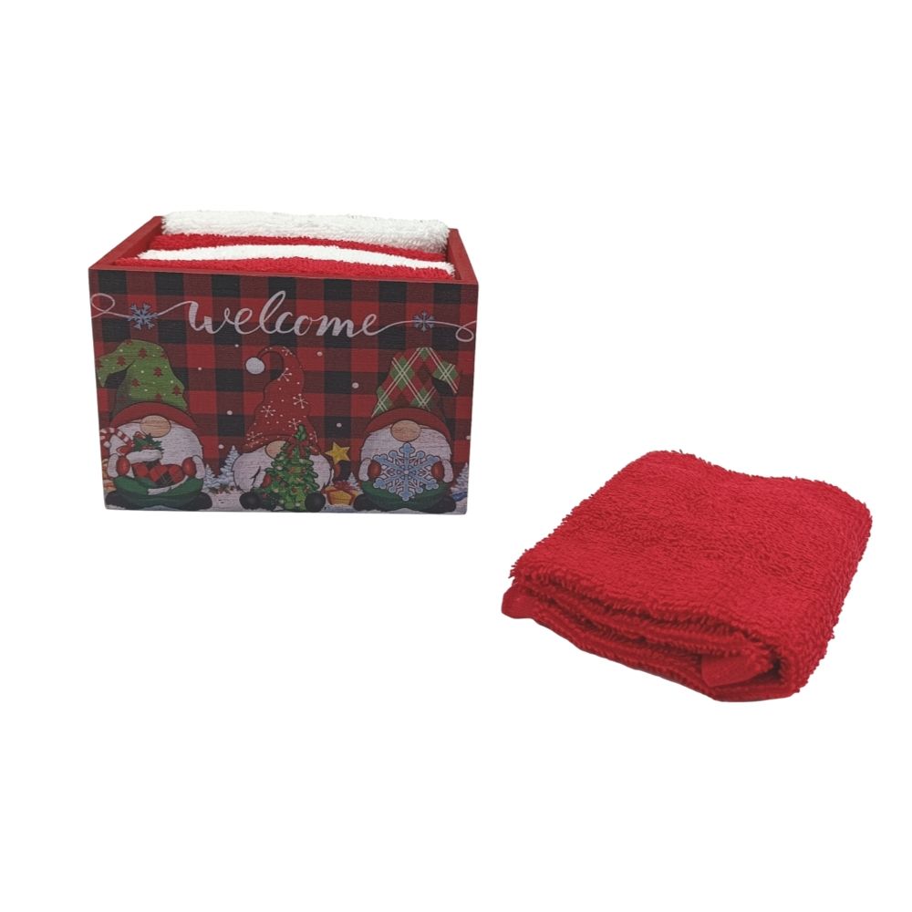 Σετ 6 τεμ Λαβέτες &amp; Ξύλινο Καλάθι 23996G-1 - Ilis Home