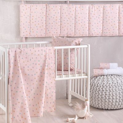 Σετ Σεντόνια Κούνιας Tiny Heart Σομόν - Rythmos Σετ Σεντόνια Κούνιας Tiny Heart Σομόν - Rythmos