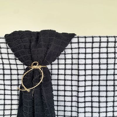 Σετ Ποτηρόπανα 2τεμ. Πετσετέ Καρό Ανθρακί - Sunshine