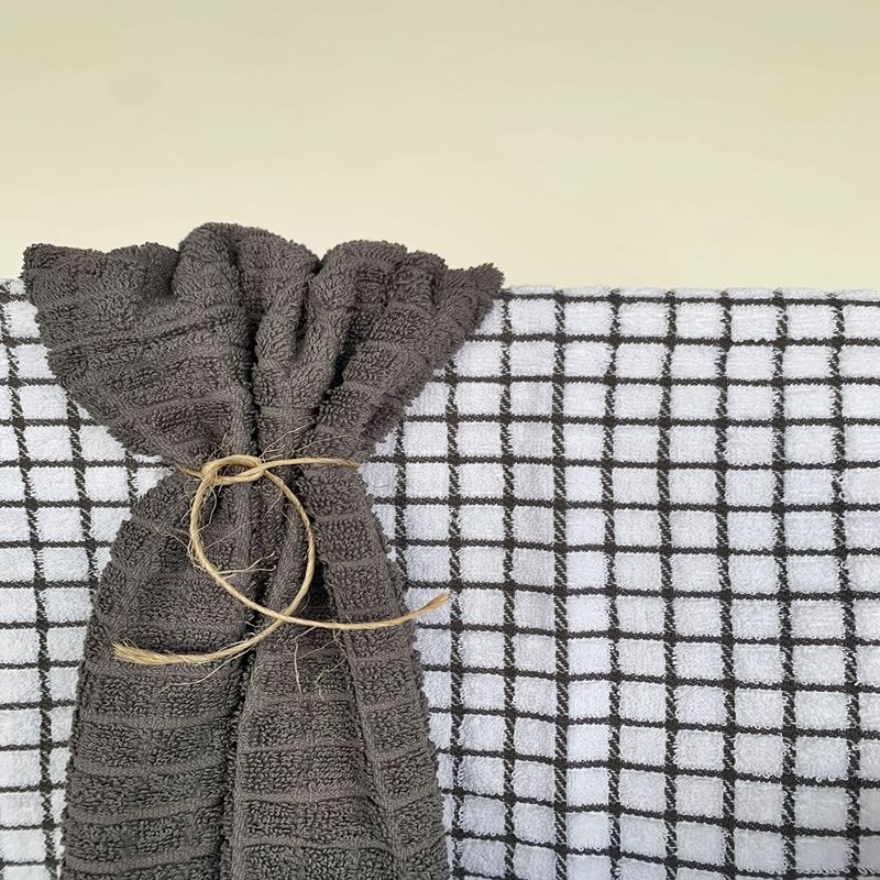 Σετ Ποτηρόπανα 2τεμ. Πετσετέ Καρό Γκρι - Sunshine