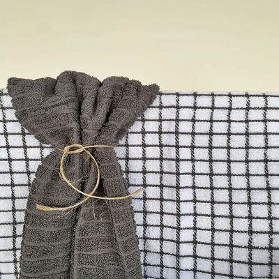 Σετ Ποτηρόπανα 2τεμ. Πετσετέ Καρό Γκρι - Sunshine