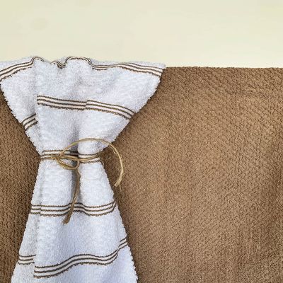 Σετ Ποτηρόπανα 2τεμ. Πετσετέ Ριγέ Μπεζ - Sunshine