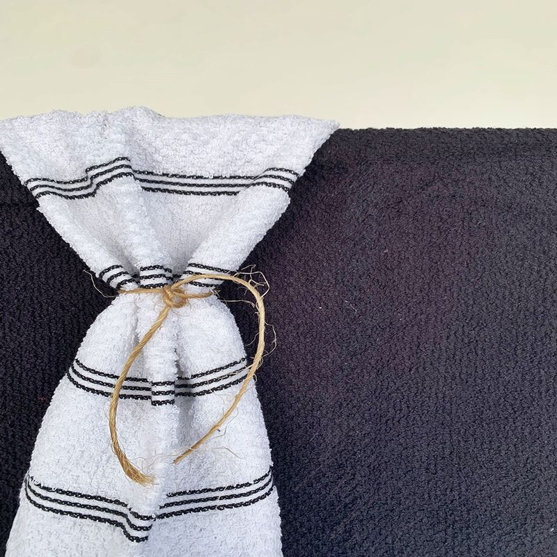 Σετ Ποτηρόπανα 2τεμ. Πετσετέ Ριγέ Ανθρακί - Sunshine