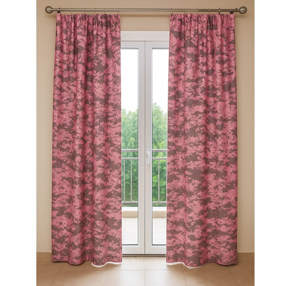 Κουρτίνα με Τρέσα Ζακάρ Βελουτέ 270Χ280 εκ. 6090-10 Ροδί