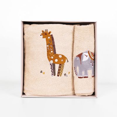 Σετ Πετσέτες 2 τεμ. Κέντημα Giraffe Beige - Sunshine Σετ Πετσέτες 2 τεμ. Κέντημα Giraffe Beige - Sunshine