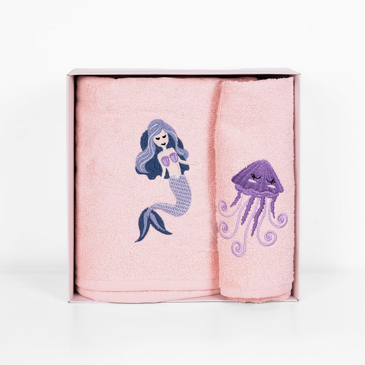 Σετ Πετσέτες 2 τεμ. Κέντημα Mermaid Pink - Sunshine