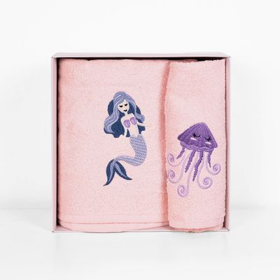 Σετ Πετσέτες 2 τεμ. Κέντημα Mermaid Pink - Sunshine Σετ Πετσέτες 2 τεμ. Κέντημα Mermaid Pink - Sunshine