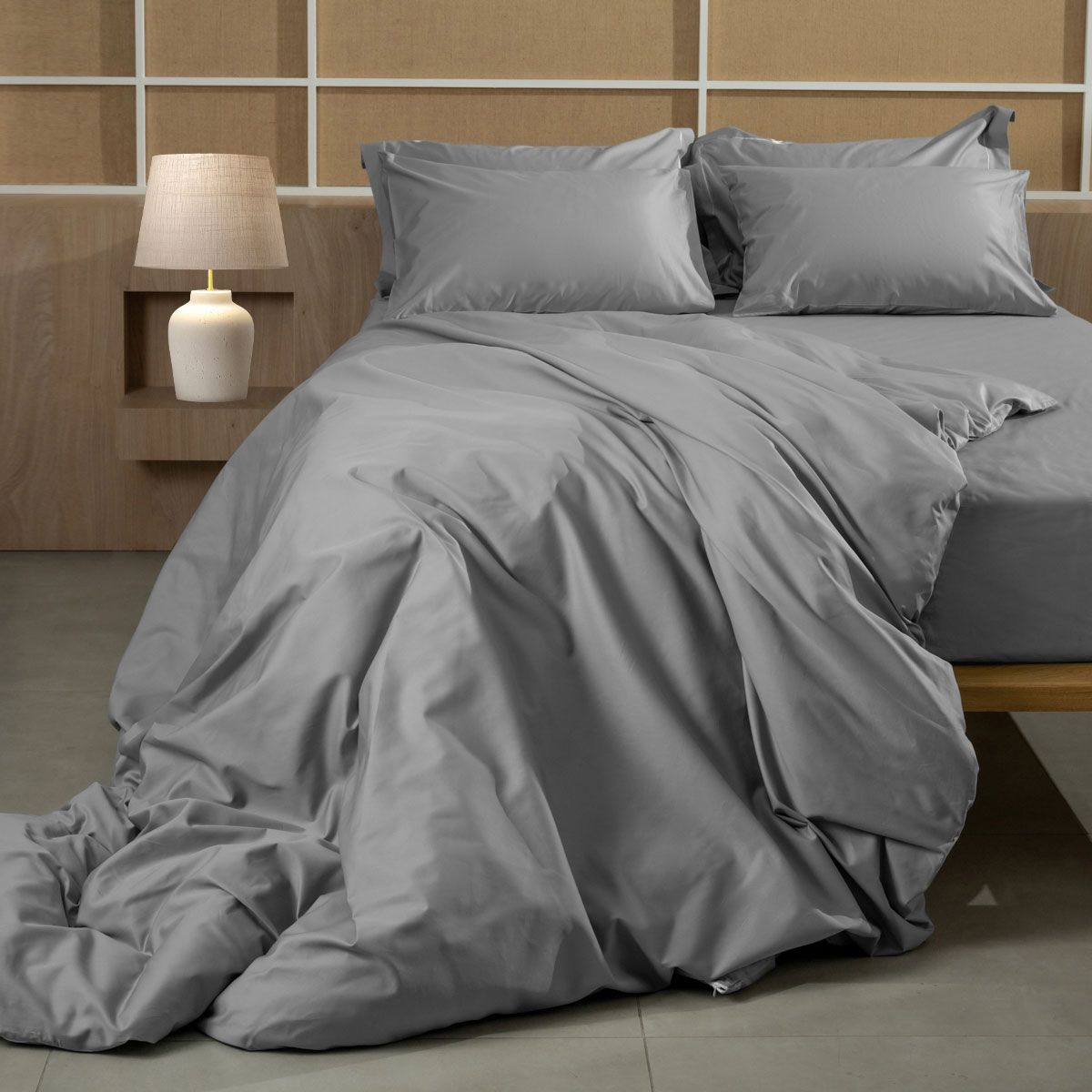 Σετ Σεντόνια Υπέρδιπλα Βαμβακοσατέν 100% Omnia Gray - Sunshine