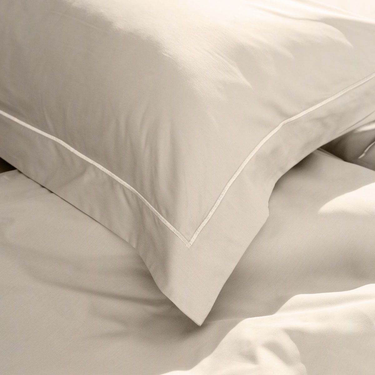 Μαξιλαροθήκες Ζευγάρι Βαμβακοσατέν 100% Omnia Beige - Sunshine