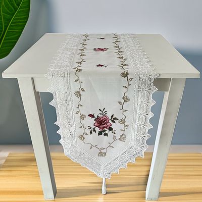 Τραβέρσα 40Χ180 εκ. Κέντημα-Δαντέλα AC4 Λευκό