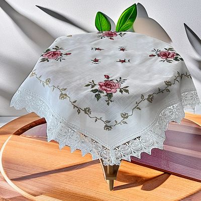 Καρέ 85Χ85 εκ. Κέντημα-Δαντέλα AC4 Λευκό