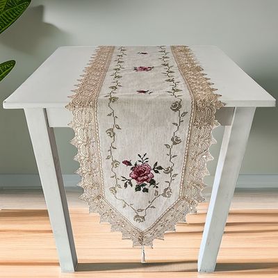 Τραβέρσα 40Χ180 εκ. Κέντημα-Δαντέλα AC4 Μπεζ