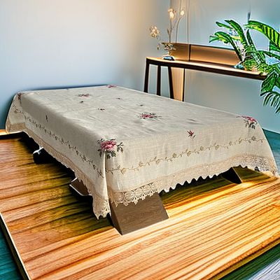 Τραπεζοκαρέ 140Χ140 εκ. Κέντημα-Δαντέλα AC4 Μπεζ