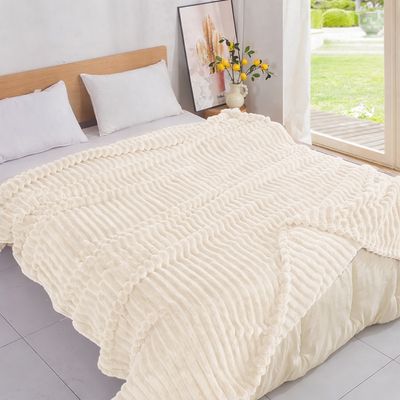 Κουβέρτα Μονή Fleece Ριγε 10 Εκρού - Home Classic