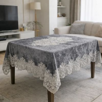 Τραβέρσα 40Χ180 εκ. Βελούδο-Δαντέλα Γκρι - Home Classic