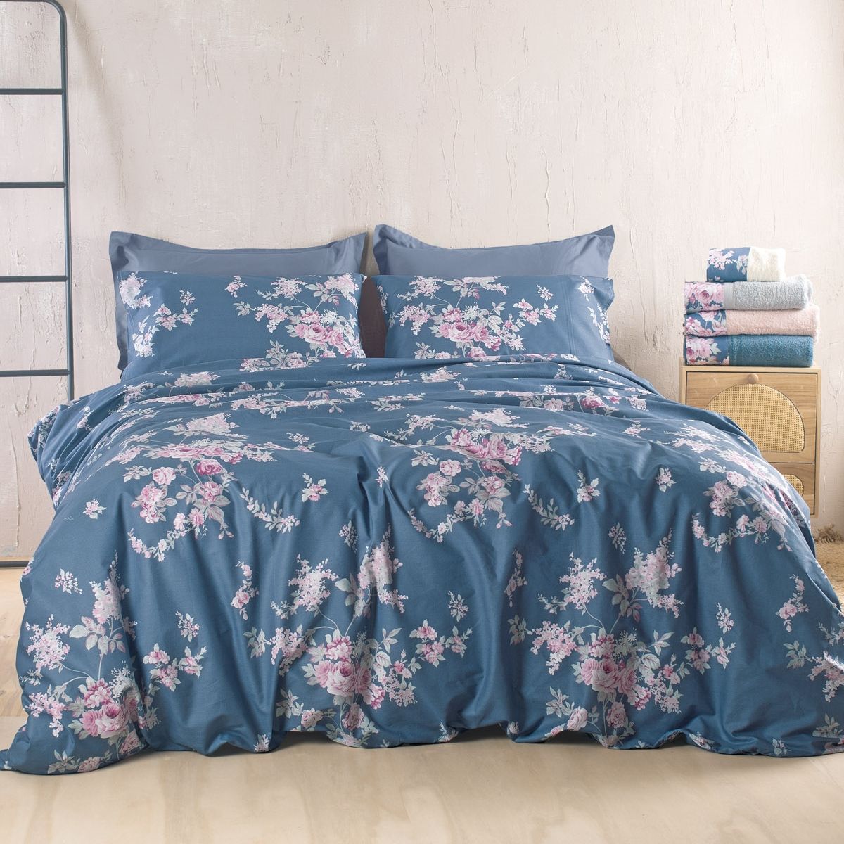 Σετ Σεντόνια Μονά Nova Springtime Σκούρο Μπλε - Rythmos