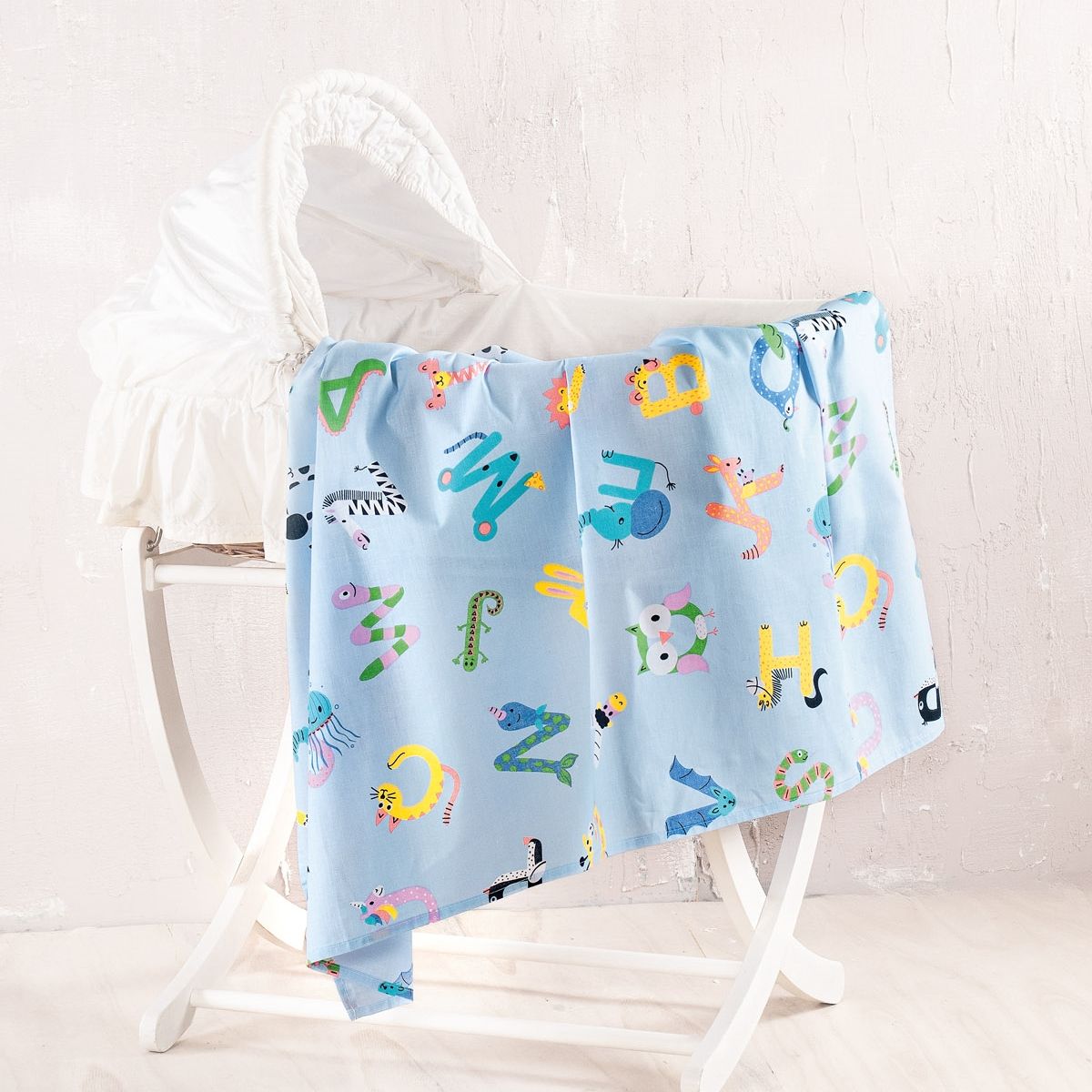 Σεντόνι Λίκνου Letterland Μπλε - Rythmos