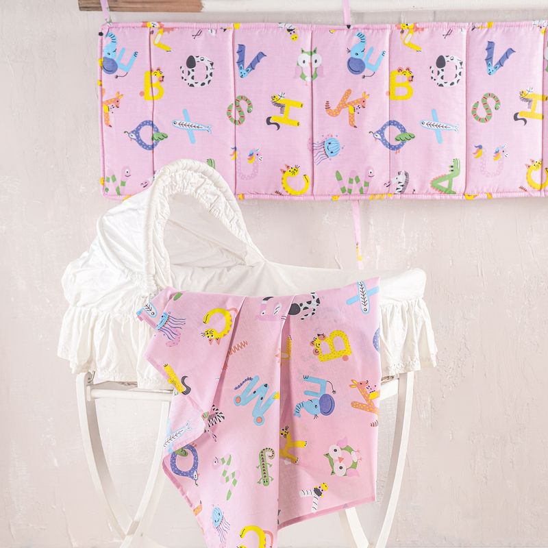 Σεντόνι Λίκνου Letterland Ροζ - Rythmos Σεντόνι Λίκνου Letterland Ροζ - Rythmos