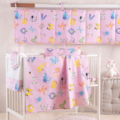 Σετ Παπλωματοθήκη Κούνιας Letterland Ροζ - Rythmos