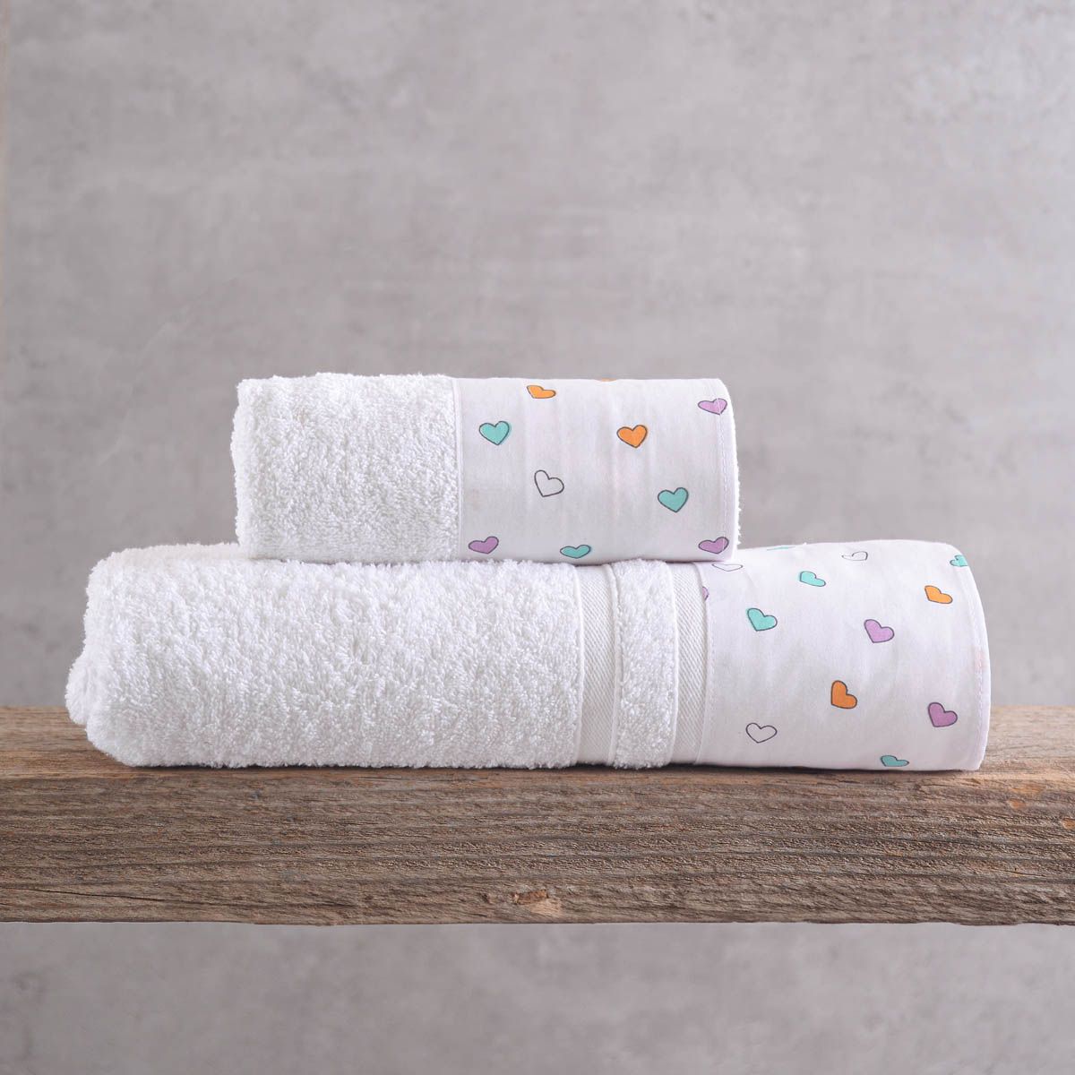 Σετ Πετσέτες 2 τεμ. Φάσα Tiny Heart Λευκό - Rythmos