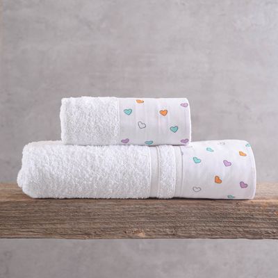 Σετ Πετσέτες 2 τεμ. Φάσα Tiny Heart Λευκό - Rythmos