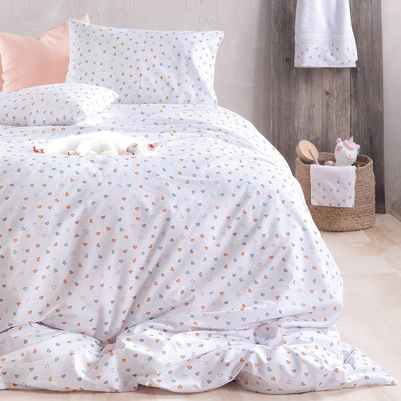 Σετ Πάπλωμα Μονό Tiny Heart Λευκό- Rythmos