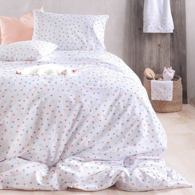 Σετ Πάπλωμα Μονό Tiny Heart Λευκό- Rythmos