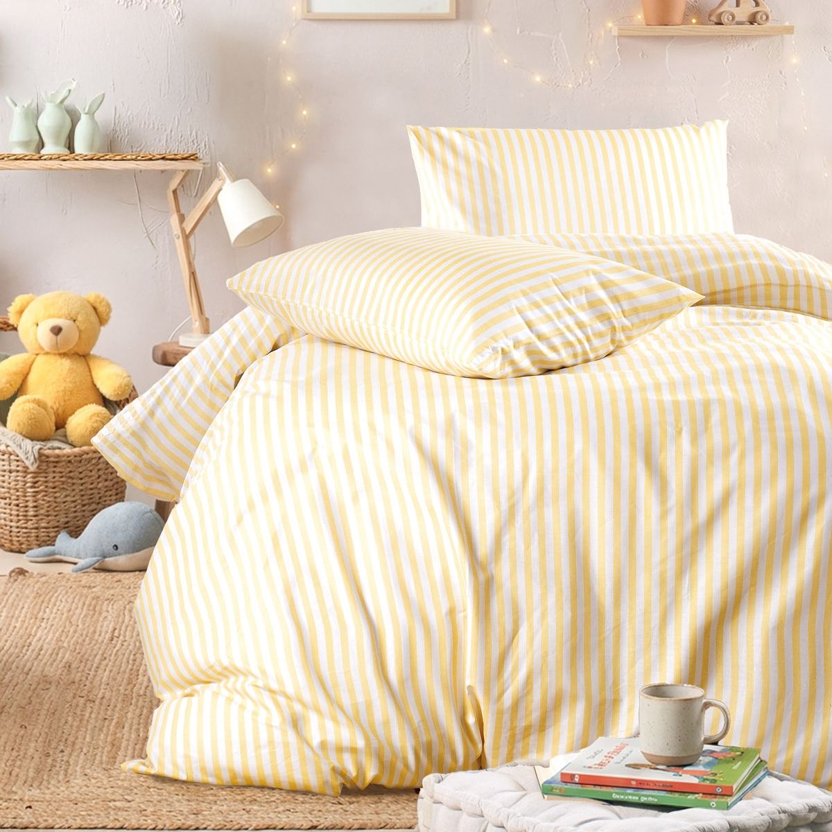 Σετ Παπλωματοθήκη Μονή Eloise Κίτρινο - Rythmos