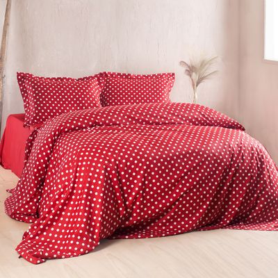 Σετ Σεντόνια Υπέρδιπλα Coquette Κόκκινο - Βαμβακοσατέν 100% - Rythmos