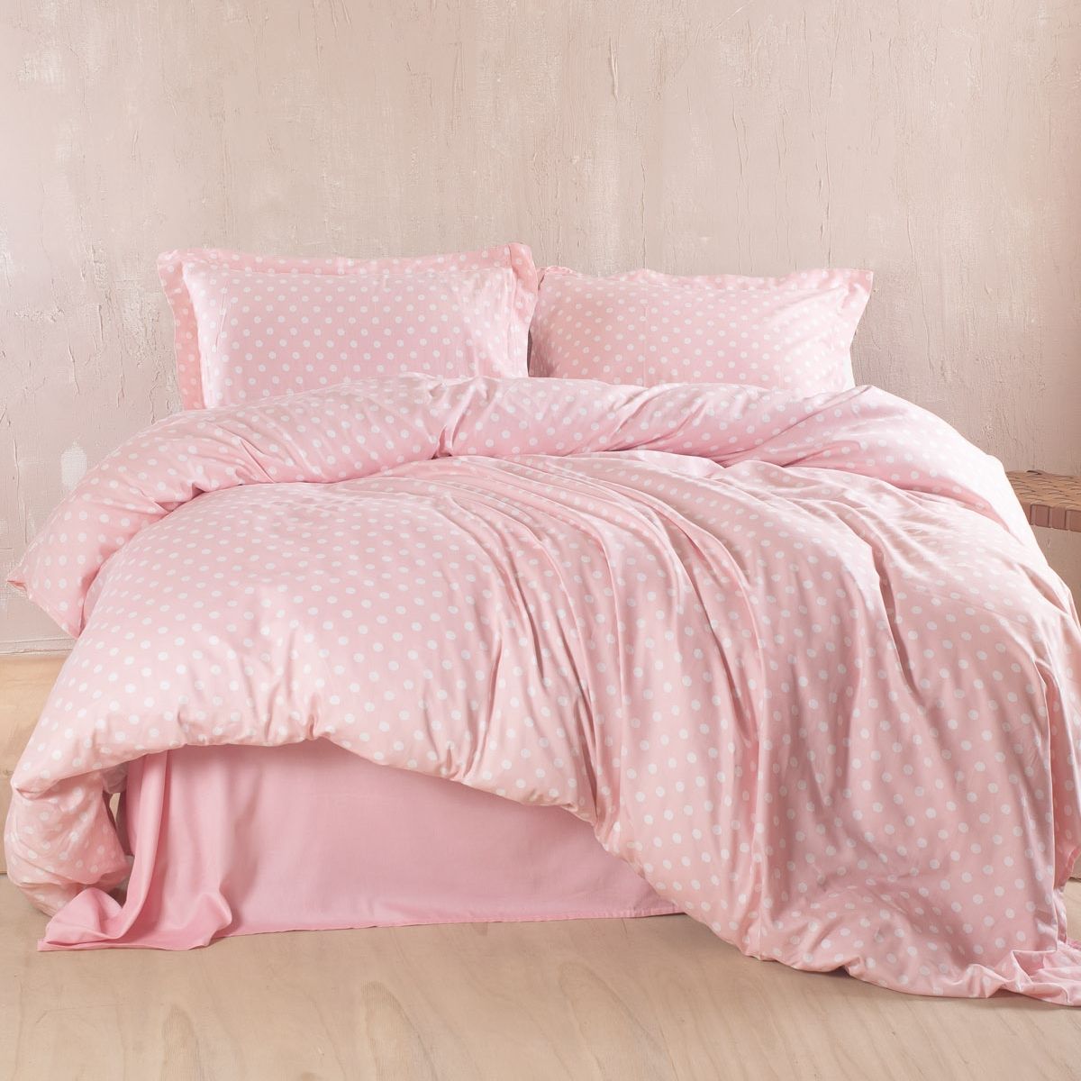 Σετ Σεντόνια Υπέρδιπλα Coquette Ροζ - Βαμβακοσατέν 100% - Rythmos