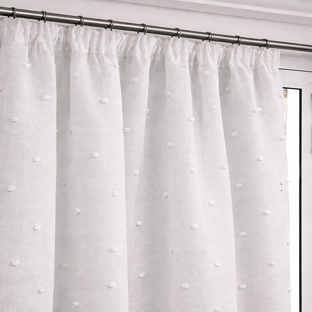 Κουρτίνα με Τρέσα Γάζα-Πον Πον 270Χ280 εκ. 0915-12 Λευκό