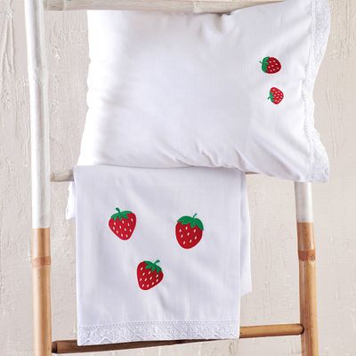 Σετ Σεντόνια Κούνιας Κέντημα Fragola - Rythmos Σετ Σεντόνια Κούνιας Κέντημα Fragola - Rythmos