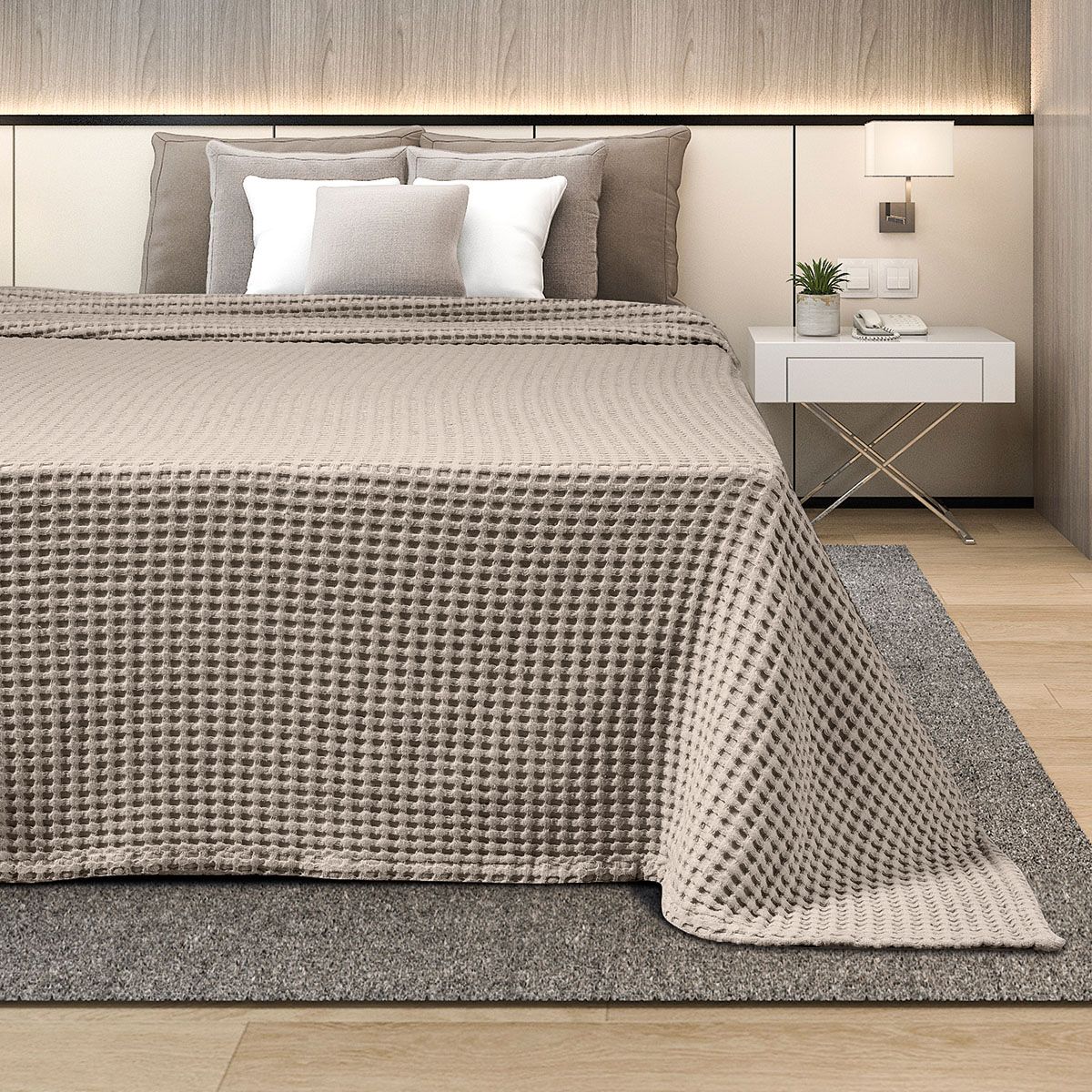Κουβέρτα Πικέ Μονή 170Χ240 εκ. Cappuccino - Adam Home