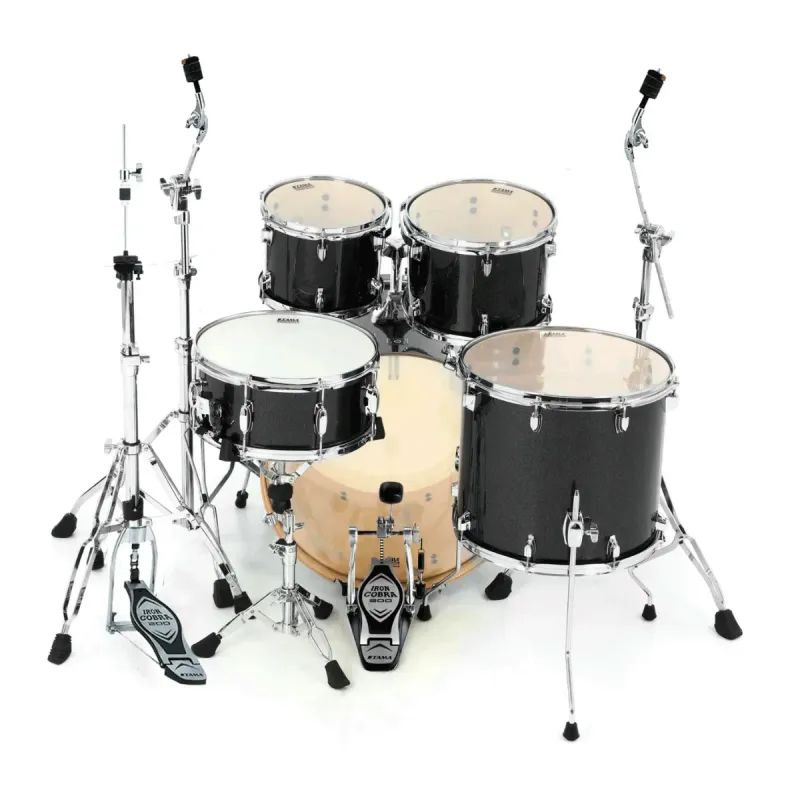 BATERIA TAMA &#39;&#39;SUPERSTAR CLASSIC MAPLE&#39;&#39; DE 5 PZAS. NEGRO SOMBREADO TRANSPARENTE CON ATRILES