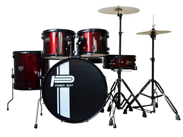 BATERIA POWER BEAT DE 5 PZAS., VINO CON ATRILES, ASIENTO Y PLATILLOS